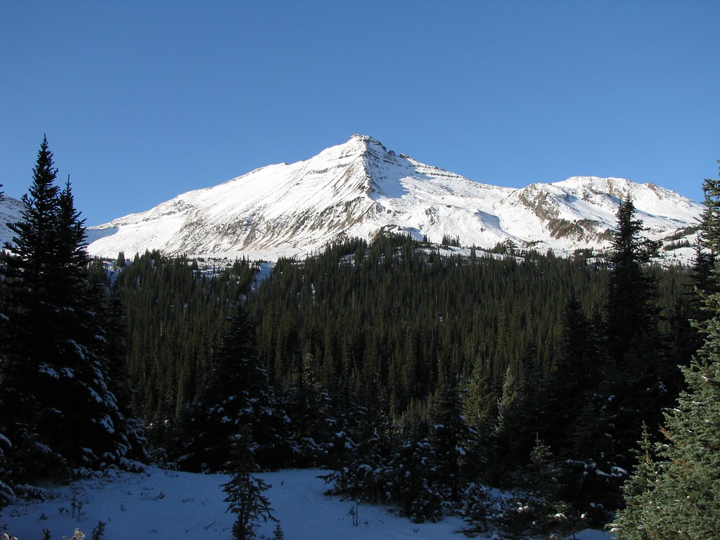 The locally named Mittens peak across the valley from Ozalenka Cabin