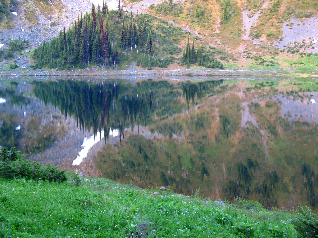 Early morning reflections at Groundhog Lake, 20 July 2008, before the photographer continued toward Mount Agnes